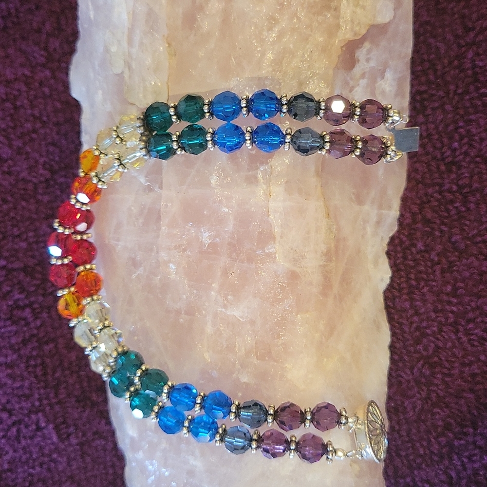 Rainbow colored bracelet.
